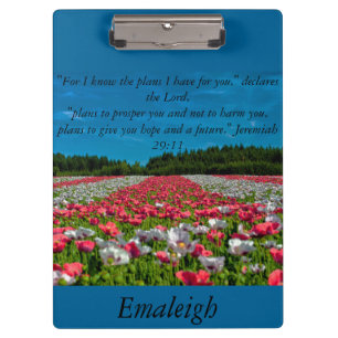 Farbiges Feld der Poppies Bible Verse Clipboard Klemmbrett