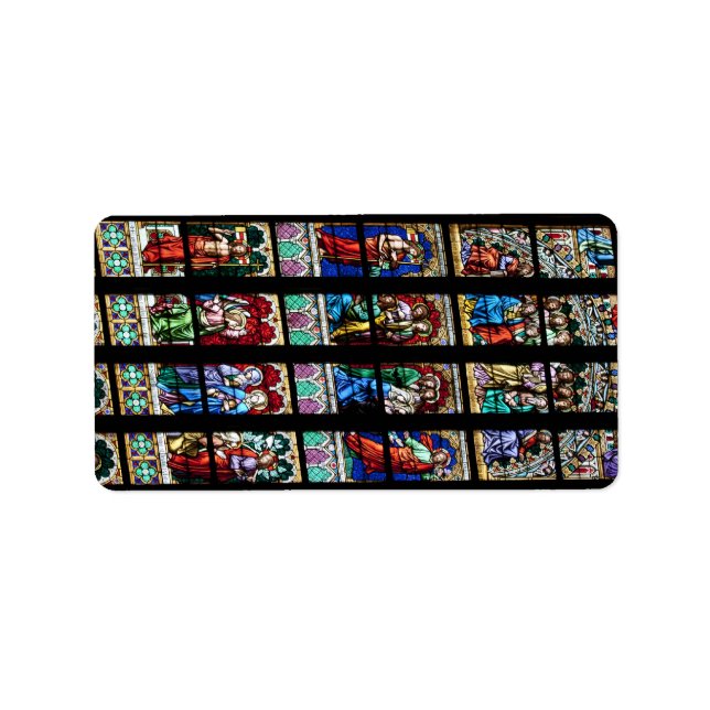 Farbiges Fenster aus festem Glas Adressaufkleber (Vorne)