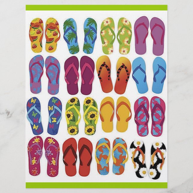 Farbiges Flip Flops Vector Set Flyer (Vorne)