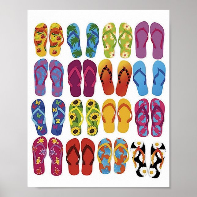 Farbiges Flip Flops Vector Set Poster (Vorne)