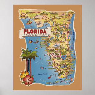 Farbiges Florida Map Poster