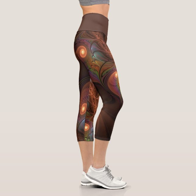 Farbiges fluoreszierendes Abstraktes trippy-Brown- Capri Leggings (Rechts)