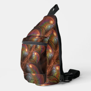 Farbiges fluoreszierendes Abstraktes trippy-Brown- Crossbody Bag