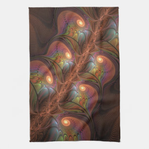Farbiges fluoreszierendes Abstraktes trippy-Brown- Geschirrtuch