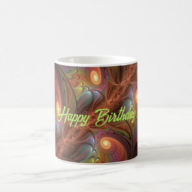 Farbiges fluoreszierendes Abstraktes trippy-Brown- Kaffeetasse (Mittel)