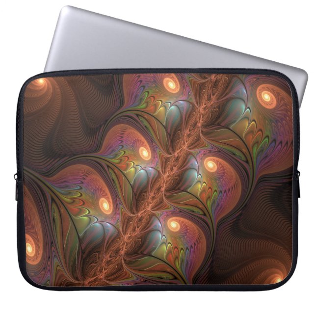 Farbiges fluoreszierendes Abstraktes trippy-Brown- Laptopschutzhülle (Vorderseite)