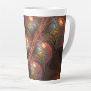 Farbiges fluoreszierendes Abstraktes trippy-Brown- Milchtasse