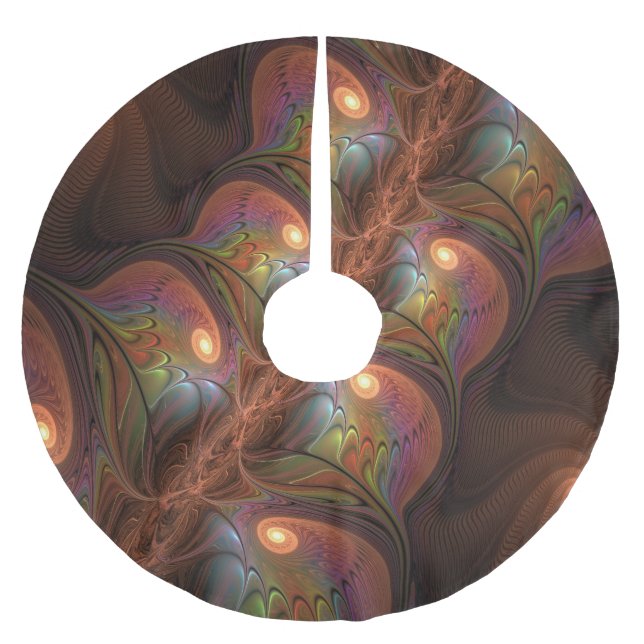 Farbiges fluoreszierendes Abstraktes trippy-Brown- Polyester Weihnachtsbaumdecke (Vorderseite)