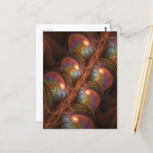 Farbiges fluoreszierendes Abstraktes trippy-Brown- Postkarte