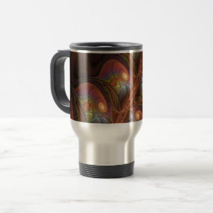 Farbiges fluoreszierendes Abstraktes trippy-Brown- Reisebecher