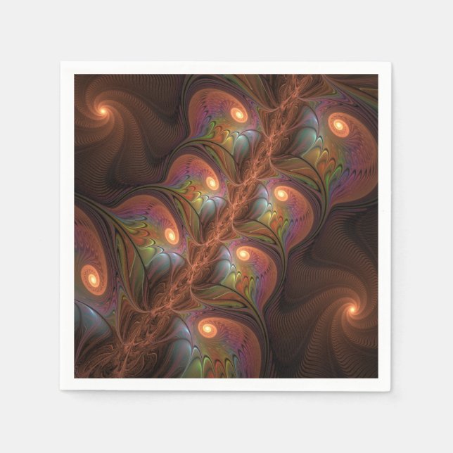 Farbiges fluoreszierendes Abstraktes trippy-Brown- Serviette (Vorderseite)