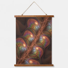 Farbiges fluoreszierendes Abstraktes trippy-Brown- Wandteppich Mit Holzrahmen