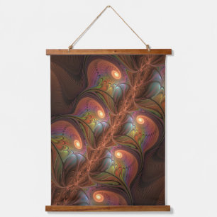Farbiges fluoreszierendes Abstraktes trippy-Brown- Wandteppich Mit Holzrahmen