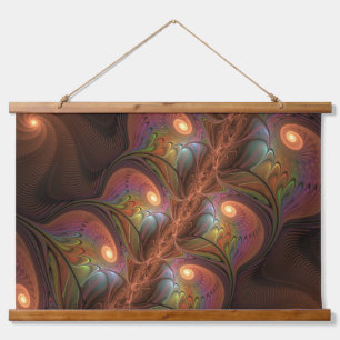 Farbiges fluoreszierendes Abstraktes trippy-Brown- Wandteppich Mit Holzrahmen