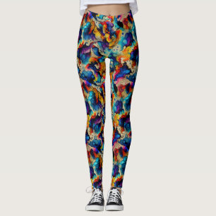 Farbiges Flüssig-Tinte-Abstraktionsmuster Leggings