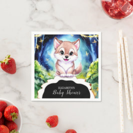 Farbiges Forest Wolf Babyduschpapier Serviette