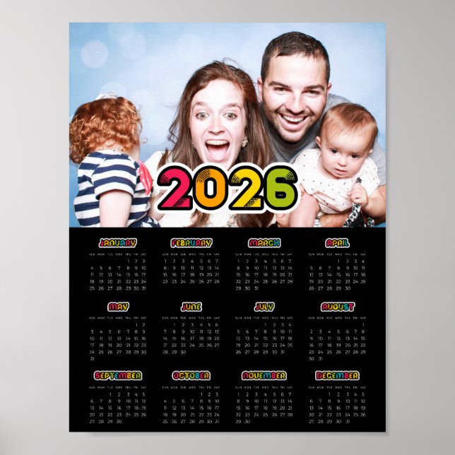 Farbiges Foto 2025 Schwarzer Kalender Poster (Vorne)