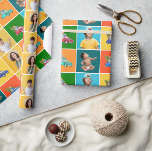 Farbiges Foto blockiert Kinder Weihnachten Geschenkpapier
