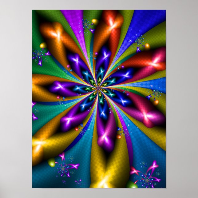 Farbiges Fraktal der Sternexplosion Poster (Vorne)