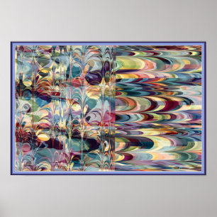 Farbiges Fraktal Ebru Muster Poster