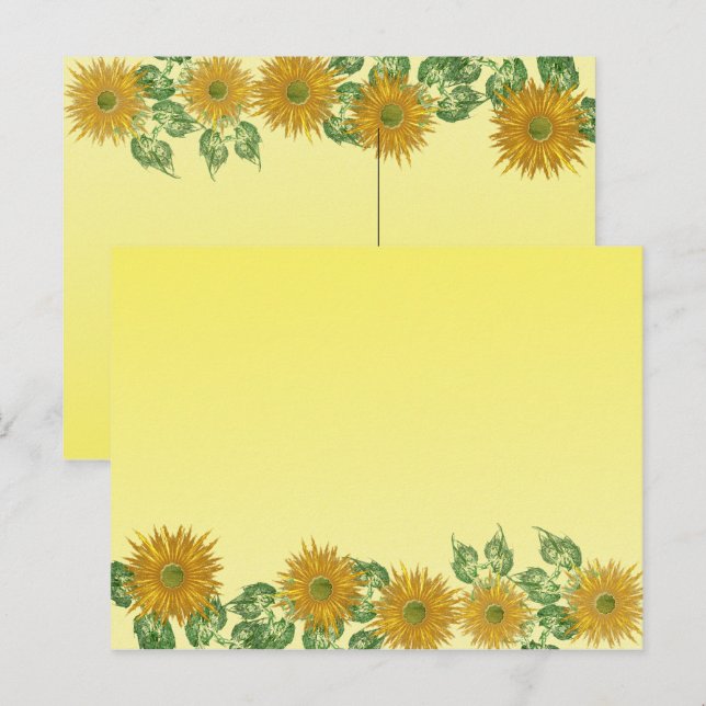 Farbiges Fraktal Gelbe Blume Leaf Border Postkarte (Vorne/Hinten)