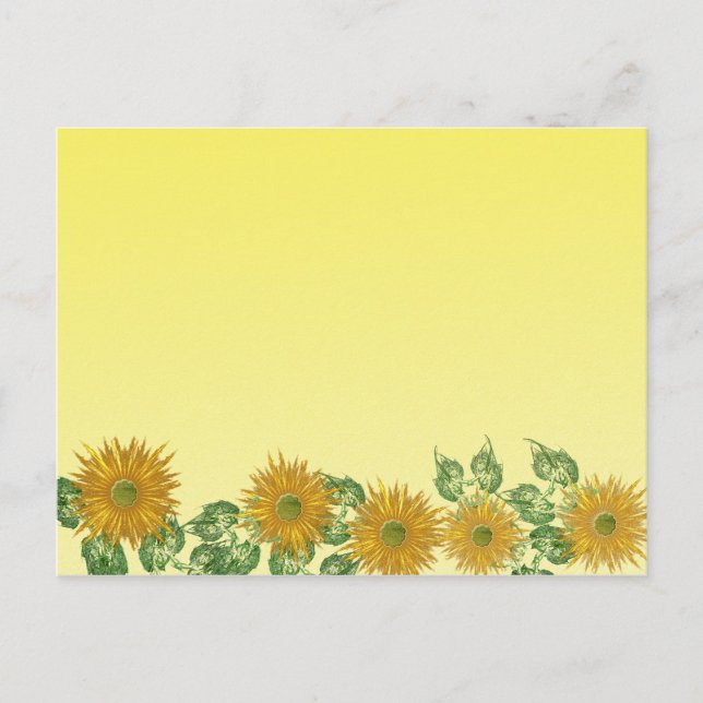 Farbiges Fraktal Gelbe Blume Leaf Border Postkarte (Vorderseite)