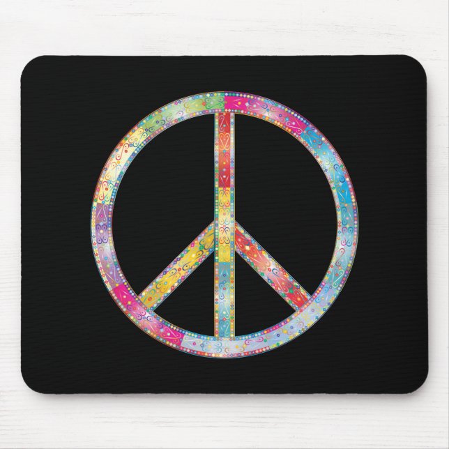 Farbiges Friedenszeichen Mousepad (Vorne)