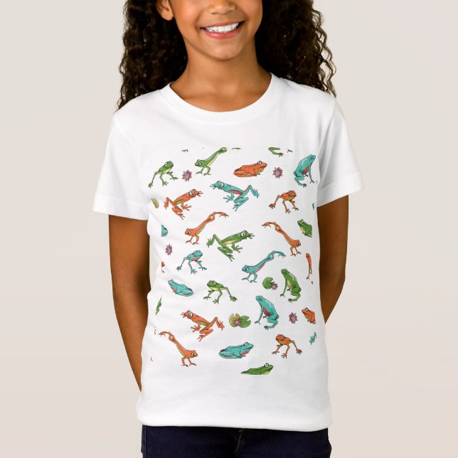 Farbiges Froschmuster T-Shirt (Vorderseite)