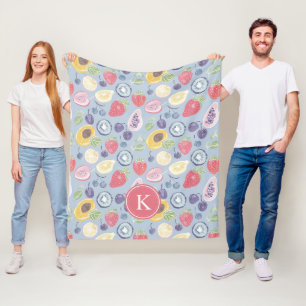 Farbiges Fruchtmuster Monogram Fleecedecke
