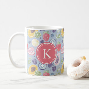 Farbiges Fruchtmuster Monogram Kaffeetasse