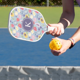 Farbiges Fruchtmuster Monogram Pickleball Schläger