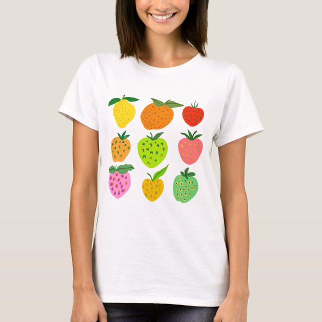Farbiges Fruchtmuster T-Shirt (Vorderseite)