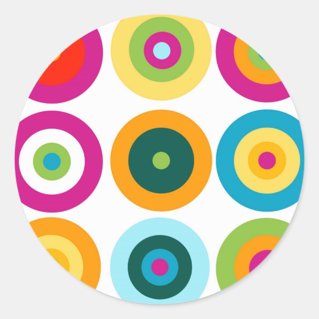 Farbiges Fun Circle Muster Runder Aufkleber (Vorderseite)