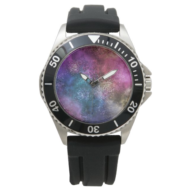 Farbiges Galaxiemuster Armbanduhr (Vorderseite)