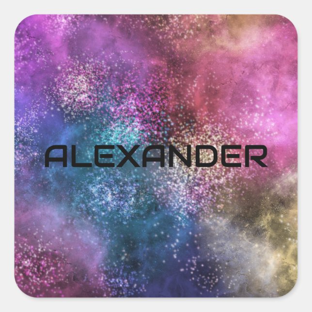 Farbiges Galaxiemuster Quadratischer Aufkleber (Vorderseite)