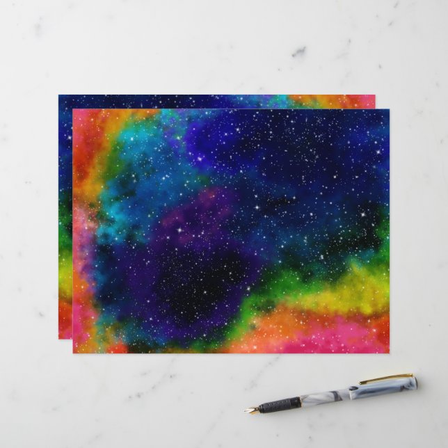 Farbiges Galaxiepapier (Vorderseite/Rückseite Beispiel)