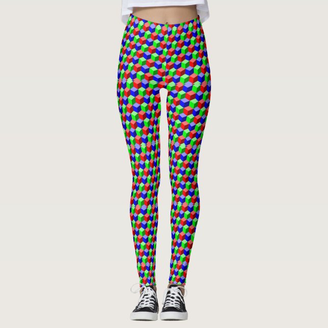 Farbiges Gebäude blockiert Thunder_Cove 3-D Leggings (Vorderseite)