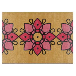 farbiges Gelb- und Rosatondesign für Zuhause Schneidebrett