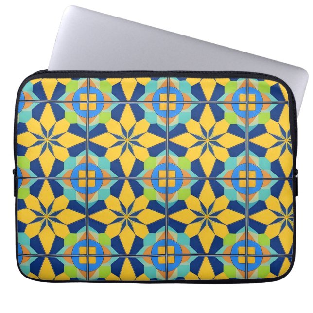 Farbiges geometrisches abstraktes Design Laptopschutzhülle (Vorderseite)