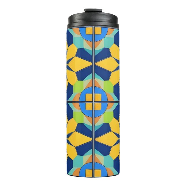 Farbiges geometrisches abstraktes Design Thermosbecher (Vorderseite)