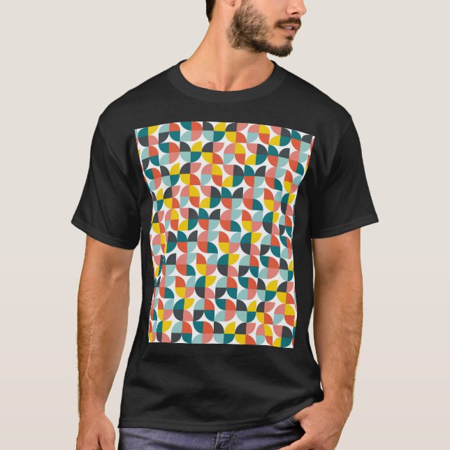 Farbiges geometrisches Abstraktes Muster T-Shirt (Vorderseite)
