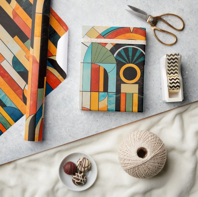 Farbiges geometrisches Deko Muster 2 Geschenkpapier (Kunsthandwerk)