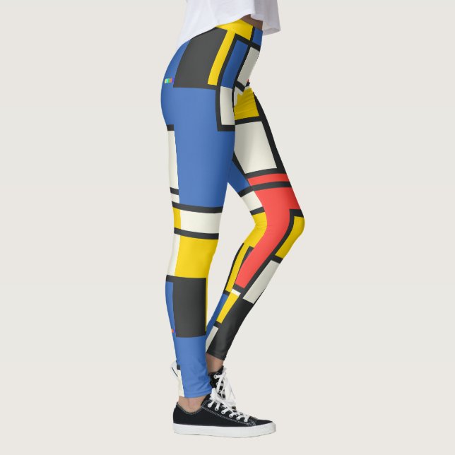 Farbiges geometrisches Design des Mondrian Style Leggings (Rechts)