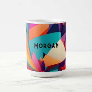 Farbiges geometrisches Design, Name oder Monogramm Kaffeetasse
