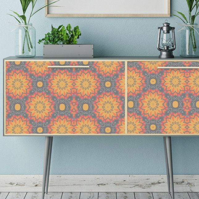 Farbiges geometrisches, florales Mosaikmuster Seidenpapier (Von Creator hochgeladen)