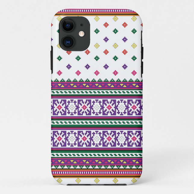 Farbiges geometrisches Folkloredesign mit Blume Case-Mate iPhone Hülle (Rückseite)