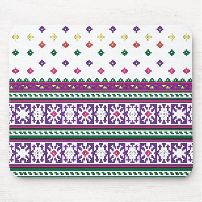 Farbiges geometrisches Folkloredesign mit Blume Mousepad (Vorne)