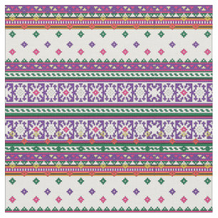 Farbiges geometrisches Folkloredesign mit Blume Stoff