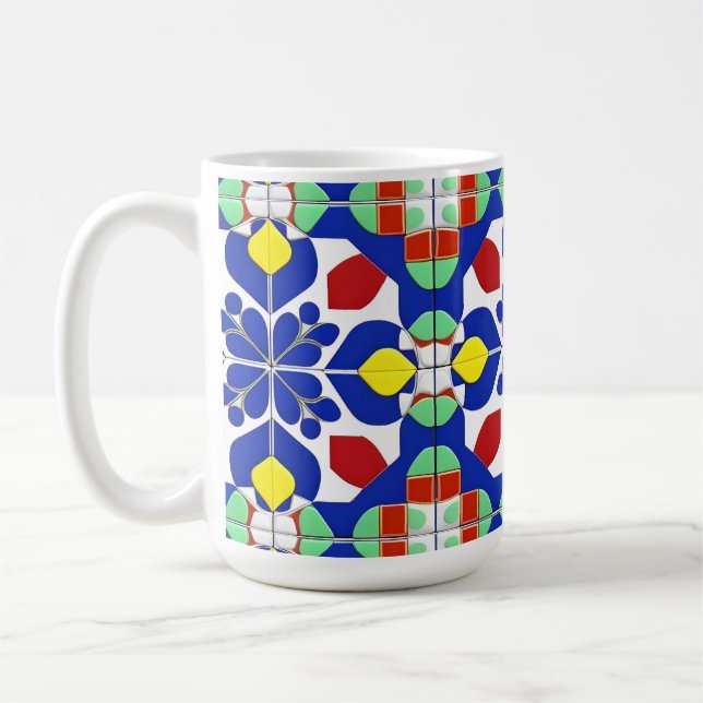 Farbiges geometrisches Inspiriertes Muster Kaffeetasse (Links)