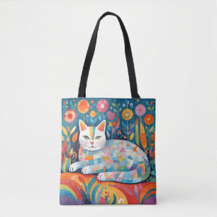 Farbiges geometrisches Katzendesign, Abstrakte Fel